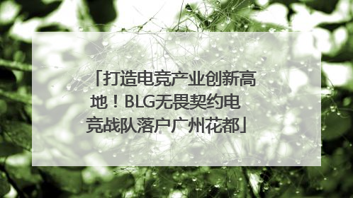 打造电竞产业创新高地！BLG无畏契约电竞战队落户广州花都