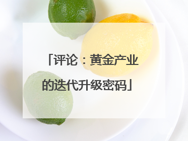 评论：黄金产业的迭代升级密码