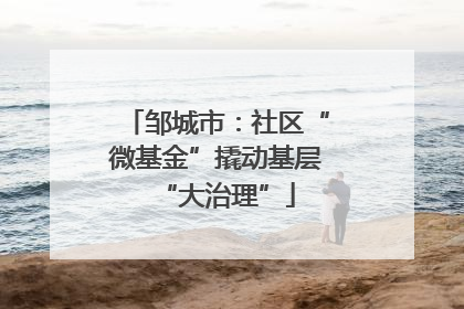 邹城市：社区“微基金”撬动基层“大治理”