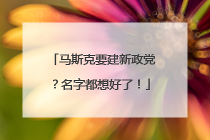 马斯克要建新政党？名字都想好了！